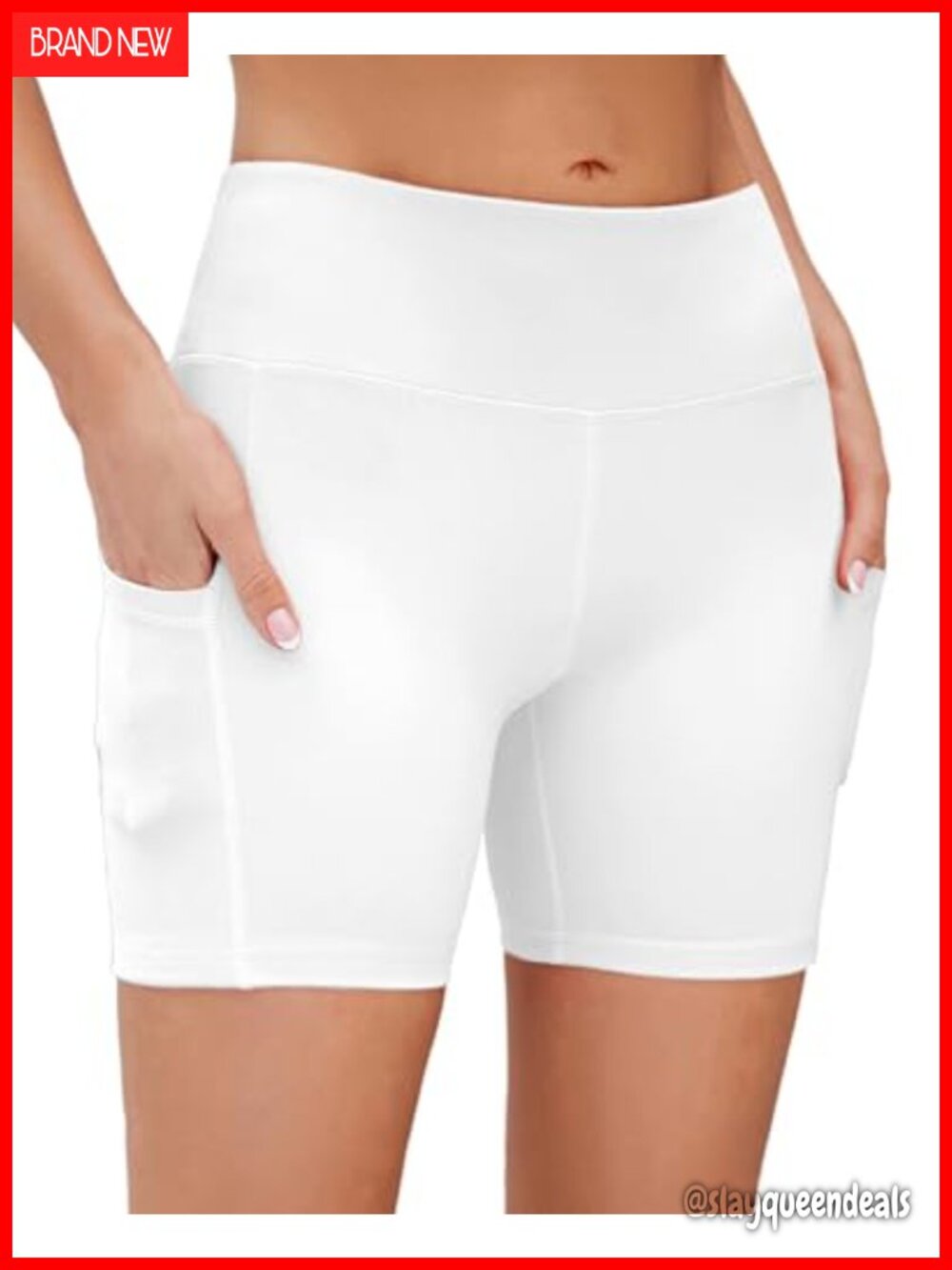AHLW Women's High Waisted Workout Biker Shorts with Pockets